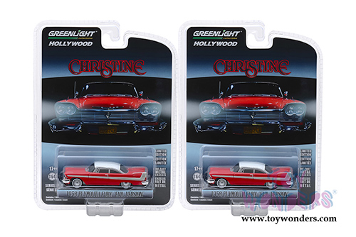 Greenlight - Hollywood Series 24 | Plymouth Fury - Evil Version with Blacked Out Windows - Christine (1958, 1/64 scale diecast model car, Red/White) 44840B/48
