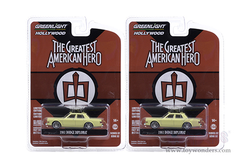Greenlight - Hollywood Series 32 | The Greatest American Hero (1981-1983) TV Series Dodge Diplomat (Bill Maxwell's) (1981, 1/64 scale diecast model car, Yellow) 44920A/48