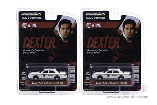Greenlight - Hollywood Series 32 | Ford Crown Victoria Police Interceptor - Miami Metro Police Department "Dexter" (2006-2013) TV Series (2001, 1/64 scale diecast model car, White) 44920B/48