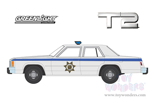 Greenlight - Hollywood Series 32 | Ford LTD Crown Victoria Police "Terminator 2: Judgment Day" (1991) Movie (1983, 1/64 scale diecast model car, White) 44920D/48