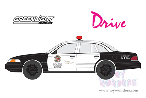 Greenlight - Hollywood Series 33 | Ford Crown Victoria Police Interceptor "Los Angeles Police Department" (LAPD) "Drive" (2011) Movie (1992, 1/64 scale diecast model car, Black/White) 44930D/48