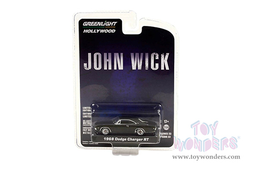 Greenlight - Hollywood Series 33 | Dodge Charger R/T "John Wick" (2014) Movie (1968, 1/64 scale diecast model car, Gloss Black) 44930E/48