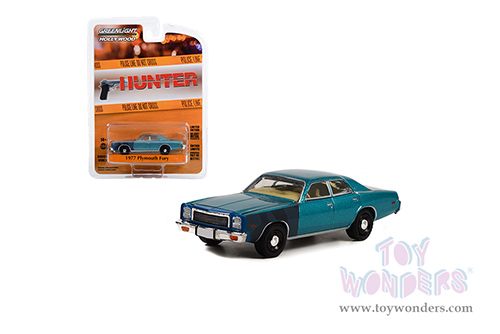 Greenlight - Hollywood Series 36 | Sergeant Rick Hunter's Plymouth Fury "Hunter" (1984-1991) TV Series (1977, 1/64 scale diecast model car, Blue Metallic) 44960B/48