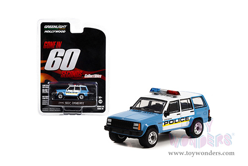 Greenlight - Hollywood Series 36 | Jeep&reg; Cherokee "San Pedro Police" "Gone in Sixty Seconds" (2000) Movie (1995, 1/64 scale diecast model car, Light Blue and White) 44960E/48