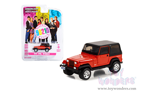 Greenlight - Hollywood Series 37 | Jeep&reg; Wrangler "Beverly Hills, 90210" (1990-2000) TV Series (1994, 1/64 scale diecast model car, Red/Black Top) 44970B/48