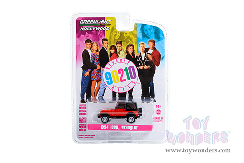 Greenlight - Hollywood Series 37 | Jeep&reg; Wrangler "Beverly Hills, 90210" (1990-2000) TV Series (1994, 1/64 scale diecast model car, Red/Black Top) 44970B/48