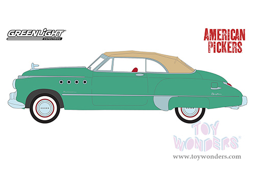 Greenlight - Hollywood Series 37 | Buick Roadmaster Convertible "American Pickers" (2010-Current) TV Series (1949, 1/64 scale diecast model car, Green with Tan Soft Top) 44970D/48