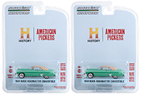 Show product details for Greenlight - Hollywood Series 37 | Buick Roadmaster Convertible "American Pickers" (2010-Current) TV Series (1949, 1/64 scale diecast model car, Green with Tan Soft Top) 44970D/48