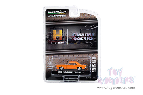 Greenlight - Hollywood Series 37 | Chevrolet&reg; Camaro RS "Counting Cars" (2012-Current) TV Series (1967, 1/64 scale diecast model car, Orange with Black Stripes) 44970F/48