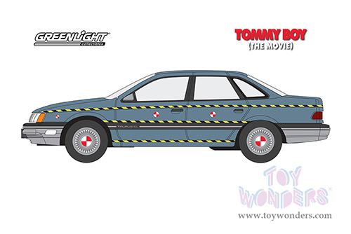 Greenlight - Hollywood Series 38 | Ford Taurus "Zalinsky Auto Parts" Crash Test Vehicle Tommy Boy (1995) Movie (1986, 1/64 scale diecast model car, Blue Metallic) 44980A/48