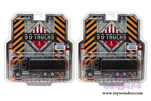 Greenlight - S.D. Trucks Series 1 | International&reg; WorkStar&reg; Platform/Stake Truck (2017, 1/64 scale diecast model car, Black) 45010B/48