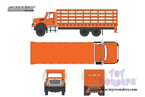 Greenlight - S.D. Trucks Series 2 | International&reg; WorkStar&reg; Platform Stake Truck (2017, 1/64 scale diecast model car, Orange) 45020B/48