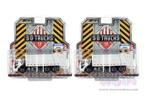 Greenlight - S.D. Trucks Series 13 | Mack&reg; LR Rear Loader Refuse Garbage Truck (2020, 1/64 scale diecast model car, White) 45130B/48