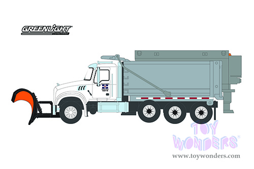 Greenlight - S.D. Trucks Series 13 | Mack&reg; Granite Dump Truck with Snow Plow and Salt Spreader (2019, 1/64 scale diecast model car, White/Gray) 45130C/48