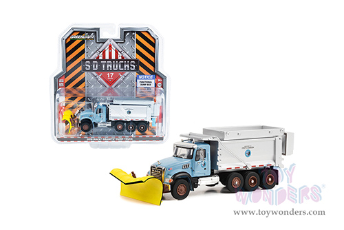 Greenlight - S.D. Trucks Series 17 | Mack&reg; Granite Dump Truck with Snow Plow and Salt Spreader "Chicago Department of Streets & Sanitation" (2019, 1/64 scale diecast model car, Light Blue) 45170B/48