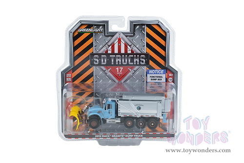 Greenlight - S.D. Trucks Series 17 | Mack&reg; Granite Dump Truck with Snow Plow and Salt Spreader "Chicago Department of Streets & Sanitation" (2019, 1/64 scale diecast model car, Light Blue) 45170B/48