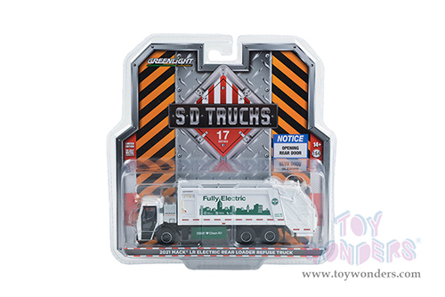 Greenlight - S.D. Trucks Series 17 | Mack&reg; LR Electric Rear Loader Refuse Truck "New York City Department of Sanitation (DSNY) Fully Electric" (2021, 1/64 scale diecast model car, White) 45170C/48