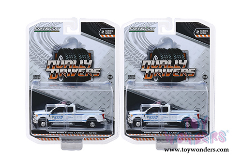 Greenlight - Dually Drivers Series 2 | Ford F-350 Lariat Pickup Truck New York City Police Dept NYPD (2019, 1/64 scale diecast model car, White) 46020F/48
