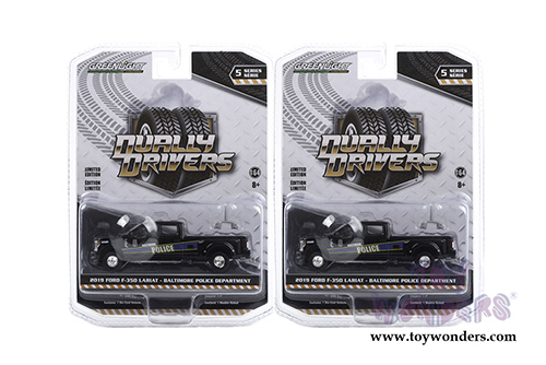 Greenlight - Dually Drivers Series 5 | Ford F-350 Lariat Dually Pickup Truck - Baltimore Police Department  (Maryland) (2019, 1/64 scale diecast model car, Black) 46050F/48