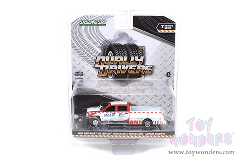 Greenlight - Dually Drivers Series 7 | Chevrolet® Silverado™ 3500 Dually Service Bed "Illinois Tollway" (2018, 1/64 scale diecast model car, White and Red) 46070D/48
