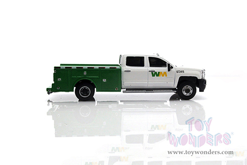 Greenlight - Dually Drivers Series 10 | Chevrolet® Silverado 3500HD Dually Service Truck - Waste Management (2018, 1/64 scale diecast model car, White and Green) 46100C/48