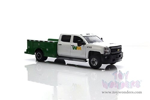 Greenlight - Dually Drivers Series 10 | Chevrolet® Silverado 3500HD Dually Service Truck - Waste Management (2018, 1/64 scale diecast model car, White and Green) 46100C/48