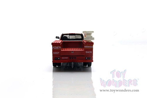 Greenlight - Dually Drivers Series 10 | Ram 3500 Dually Crane Truck - FDNY (Fire Department of the City of New York) Plant Ops (2018, 1/64 scale diecast model car, Red and White with Stripes) 46100D/48