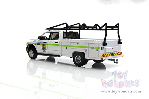 Greenlight - Dually Drivers Series 10 | Ram 3500 Dually Service Bed Truck - U.S. Fish & Wildlife Fire Management (2018, 1/64 scale diecast model car, White with Green Stripes) 46100E/48