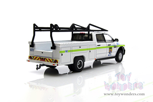 Greenlight - Dually Drivers Series 10 | Ram 3500 Dually Service Bed Truck - U.S. Fish & Wildlife Fire Management (2018, 1/64 scale diecast model car, White with Green Stripes) 46100E/48
