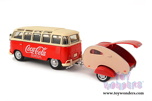 Motor City Coca-Cola - Volkswagen Samba Bus with Trailer (1/43 scale diecast model car, Red) 467433