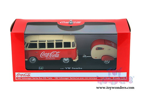 Motor City Coca-Cola - Volkswagen Samba Bus with Trailer (1/43 scale diecast model car, Red) 467433