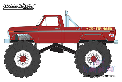 Greenlight - Kings of Crunch Series 3 | Ford F-250 Monster Truck - God of Thunder (1979, 1/64 scale diecast model car, Red) 49030E/48
