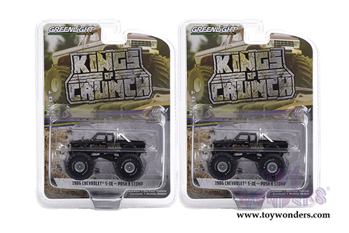 Greenlight - Kings of Crunch Series 9 | Chevrolet&reg; S-10 Extended Cab Monster Truck - Push N Stomp (1986, 1/64 scale diecast model car, Black) 49090B/48