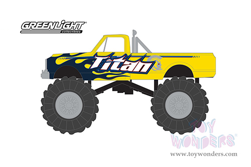 Greenlight - Kings of Crunch Series 11 | Chevrolet&reg; C-10 Monster Truck - Titan (1972, 1/64 scale diecast model car, Yellow) 49110A/48