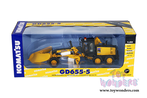 First Gear - Komatsu GD655-5 Motor Grader wtih V-Plow & Wing (1/50 scale diecast model car, Yellow) 50-3266