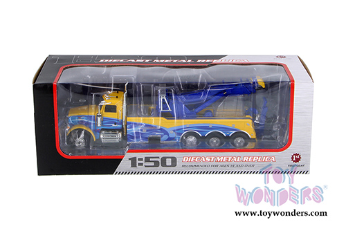 First Gear - Peterbilt Model 367 with Century Rotator Wrecker (1/50 scale diecast model car, Yellow/Blue) 50-3345