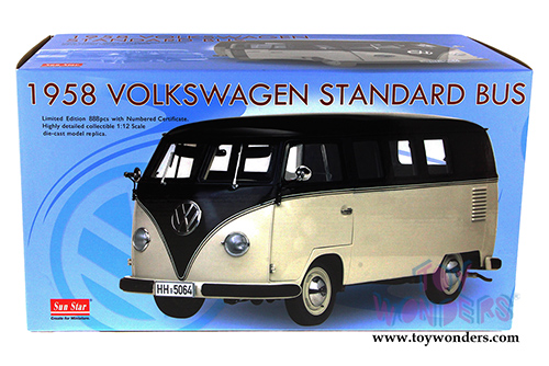 Sun Star - Volkswagen Minibus (1958, 1/12 scale diecast model car, Black/ Beige Gray) 5064