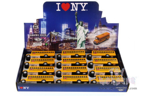 5107D-ILNY Kinsmart Showcasts Collectibles I Love New York School Bus Diecast Model Car Display Box Package