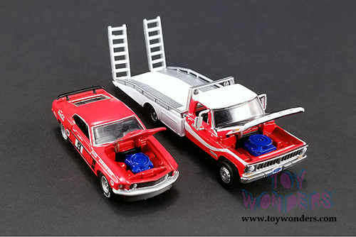Greenlight/ACME - Allan Moffat Racing 1968 Ford F-350 Ramp Truck & 1969 Ford Mustang Boss 302 Trans Am #9 Coca Cola (1968-1969, 1/64 scale diecast model car, Red/White) 51139