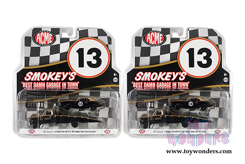 Greenlight/ACME - 1967 Chevrolet&reg; C30 Ramp Truck with 1967 Chevrolet&reg; Camaro&reg; Trans Am #13 (1967, 1/64 scale diecast model car, Gold/Black) 51164