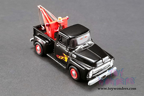 Greenlight/ACME - Stacey David's GearZ Ford F-100 Wrecker Tow Truck "What are you working on?" (1956, 1/64 scale diecast model car, Black) 51248