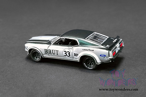 Greenlight/ACME - Allan Moffat Racing Ford F-350 Ramp Truck & 1969 Ford Mustang Trans Am #33 (1969, 1/64 scale diecast model car, Gray/Green) 51271