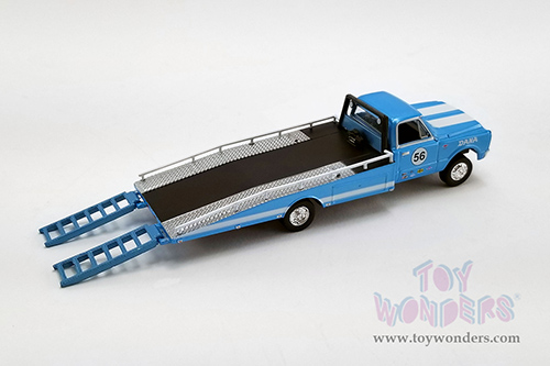 Greenlight/ACME - 1967 Chevrolet&reg; C-30 Ramp Truck with 1970 Chevrolet&reg; Trans Am Camaro&reg; #5 (1/64 scale diecast model car, Light Blue/White stripes) 51345