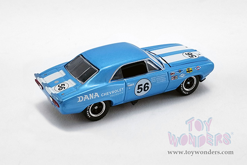 Greenlight/ACME - 1967 Chevrolet&reg; C-30 Ramp Truck with 1970 Chevrolet&reg; Trans Am Camaro&reg; #5 (1/64 scale diecast model car, Light Blue/White stripes) 51345