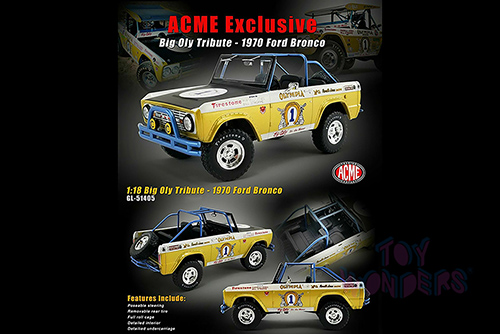 Greenlight/Acme | Ford Baja Bronco #1 "Big Oly Tribute Edition" Vel's Parnelli Jones Racing (1970, 1/18 scale diecast model car, Gold/White) 51405