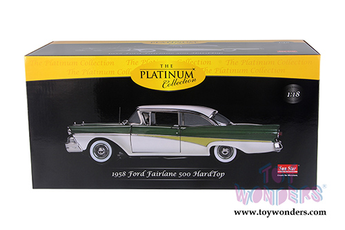 Sun Star Platinum - Ford Fairlane 500 Hardtop (1958, 1/18 scale diecast model car, White/Silverstone Green) 5285