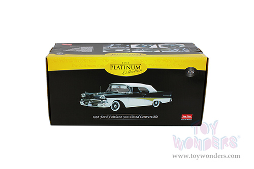 Sun Star Platinum - Ford Fairlane 500 Closed Convertible (1958, 1/18 scale diecast model car, White/Raven Black) 5286