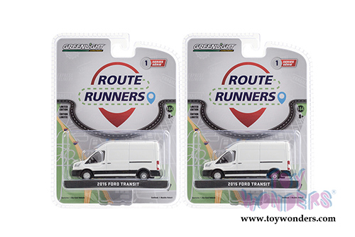 Greenlight - Route Runners Series 1 | Ford Transit LWB High Roof Van (2015, 1/64 scale diecast model car, Oxford White) 53010A/48