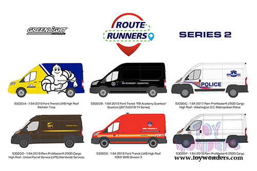 Greenlight - Route Runners Series 2 (1/64 scale diecast model car, Asstd.) 53020/48