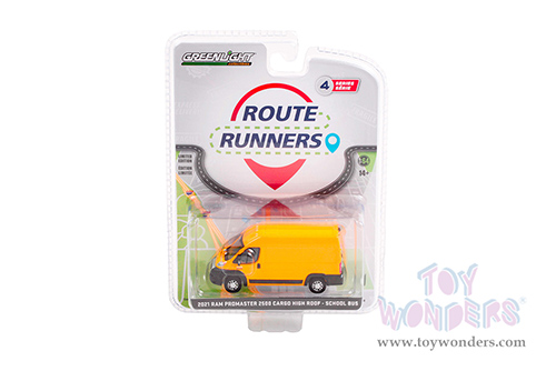 Greenlight - Route Runners Series 4 | Dodge Ram ProMaster 2500 Cargo High Roof Van "School Bus" (2021, 1/64 scale diecast model car, Yellow) 53040F/48